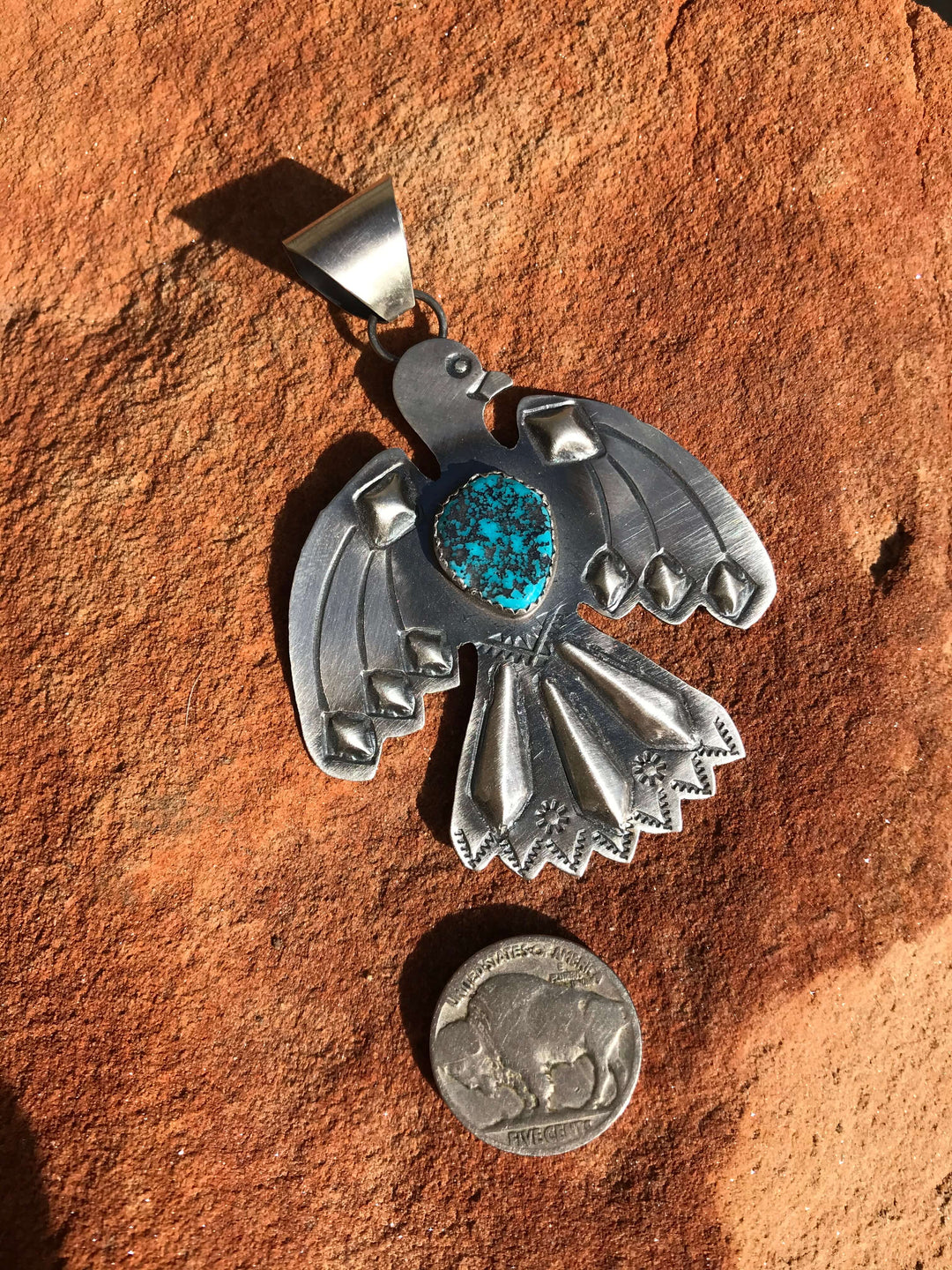 The Thunderbird Pendant, 2-Pendants-Calli Co., Turquoise and Silver Jewelry, Native American Handmade, Zuni Tribe, Navajo Tribe, Brock Texas