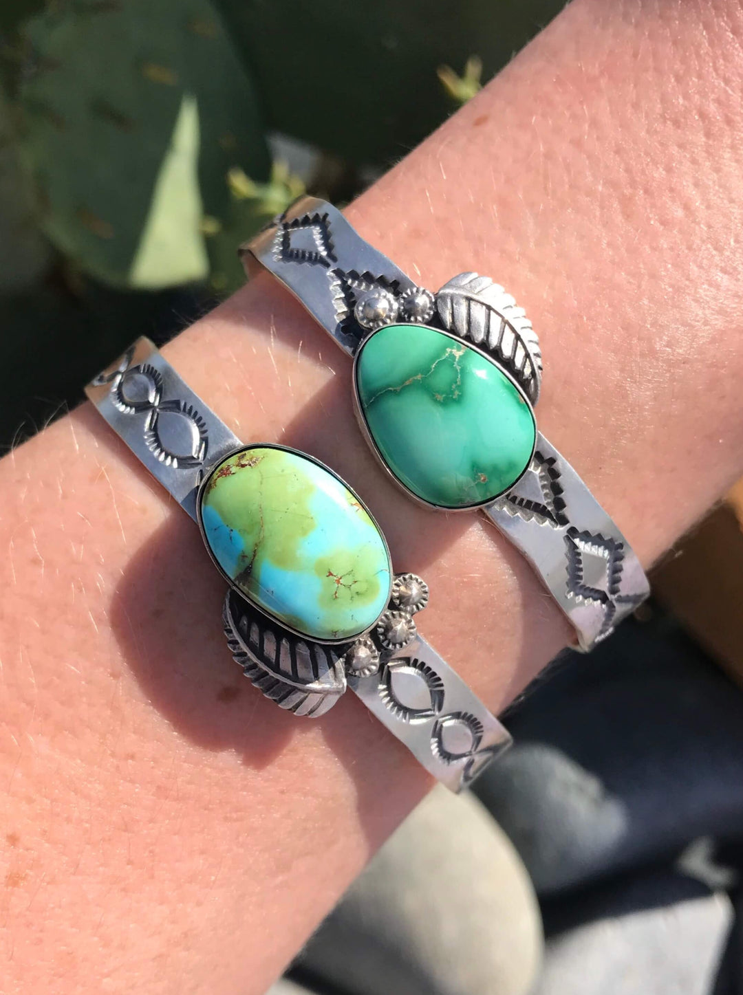The Mackey Turquoise Cuffs-Bracelets & Cuffs-Calli Co., Turquoise and Silver Jewelry, Native American Handmade, Zuni Tribe, Navajo Tribe, Brock Texas