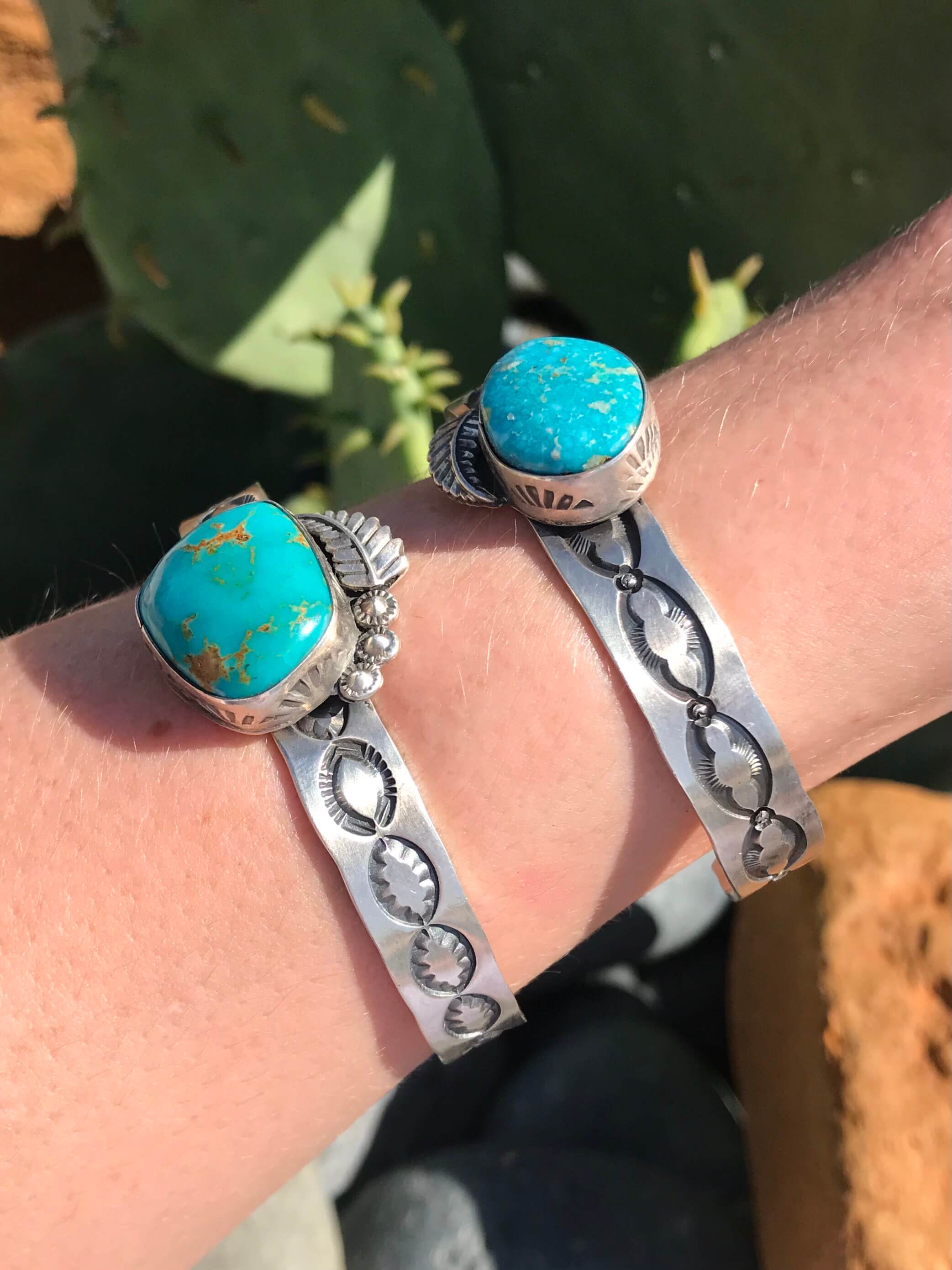 The Cananea Turquoise Cuffs-Bracelets & Cuffs-Calli Co., Turquoise and Silver Jewelry, Native American Handmade, Zuni Tribe, Navajo Tribe, Brock Texas