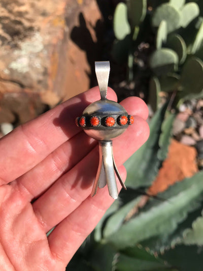 The Madrid Spiny Blossom Pendant-Pendants-Calli Co., Turquoise and Silver Jewelry, Native American Handmade, Zuni Tribe, Navajo Tribe, Brock Texas
