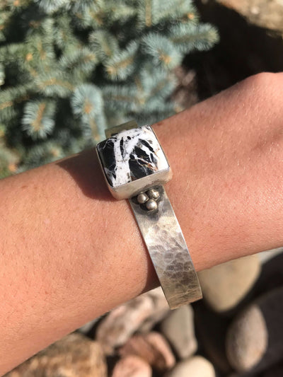 The Highland White Buffalo Cuff-Bracelets & Cuffs-Calli Co., Turquoise and Silver Jewelry, Native American Handmade, Zuni Tribe, Navajo Tribe, Brock Texas