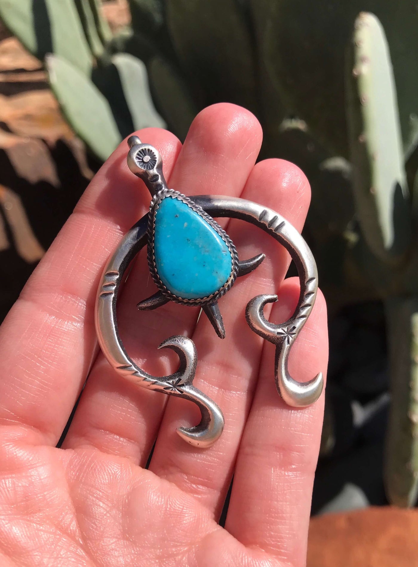 The Naja Pendant, 3-Pendants-Calli Co., Turquoise and Silver Jewelry, Native American Handmade, Zuni Tribe, Navajo Tribe, Brock Texas