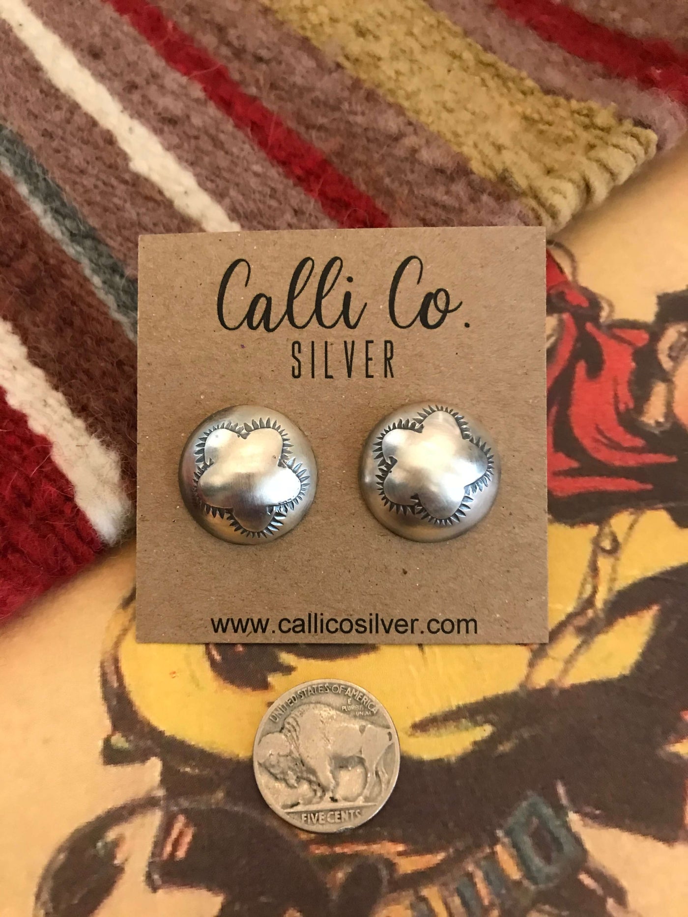 The Mendocino Sterling Earrings, 5-Earrings-Calli Co., Turquoise and Silver Jewelry, Native American Handmade, Zuni Tribe, Navajo Tribe, Brock Texas