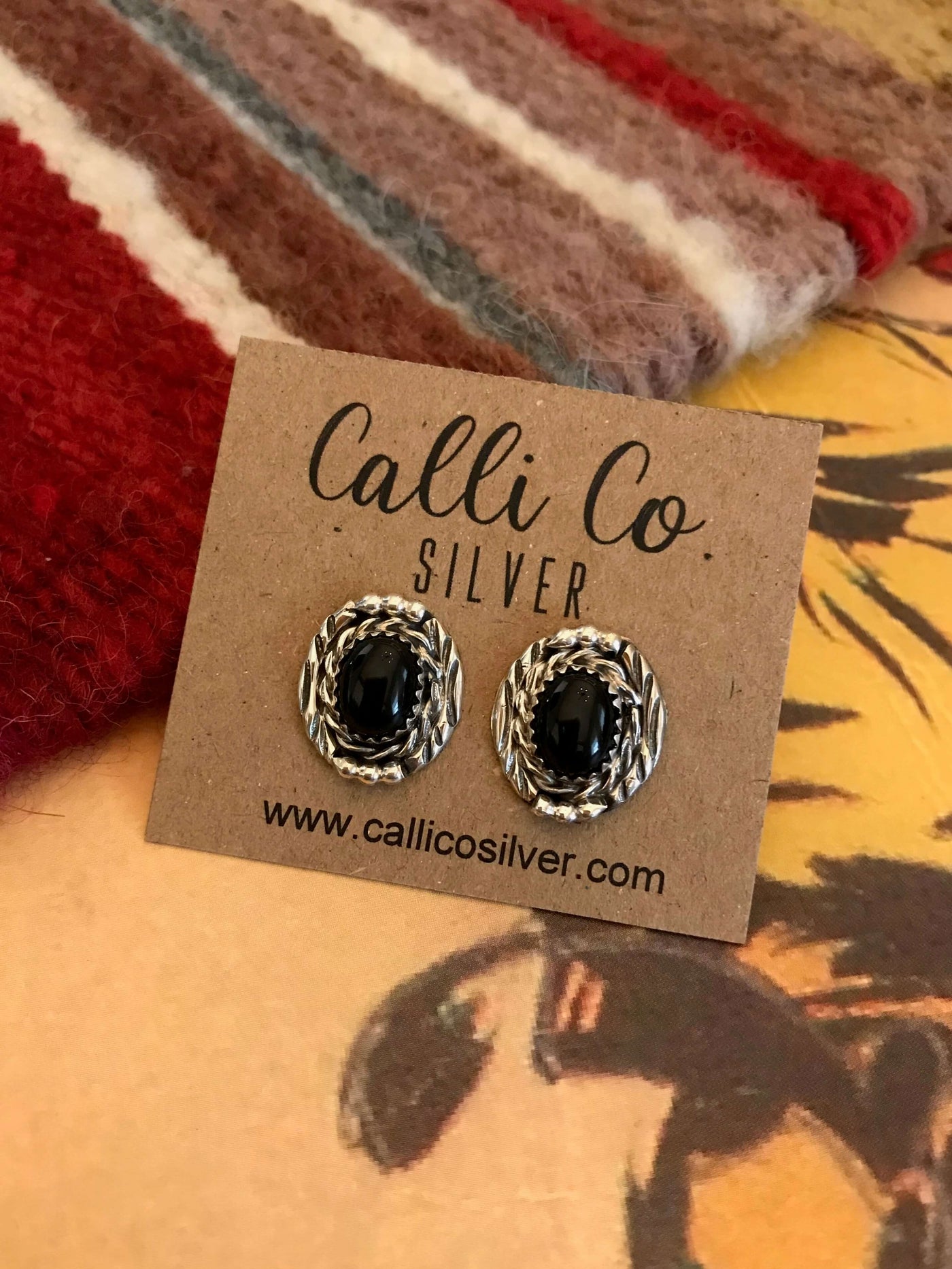 The Zuzax Onyx Earrings-Earrings-Calli Co., Turquoise and Silver Jewelry, Native American Handmade, Zuni Tribe, Navajo Tribe, Brock Texas