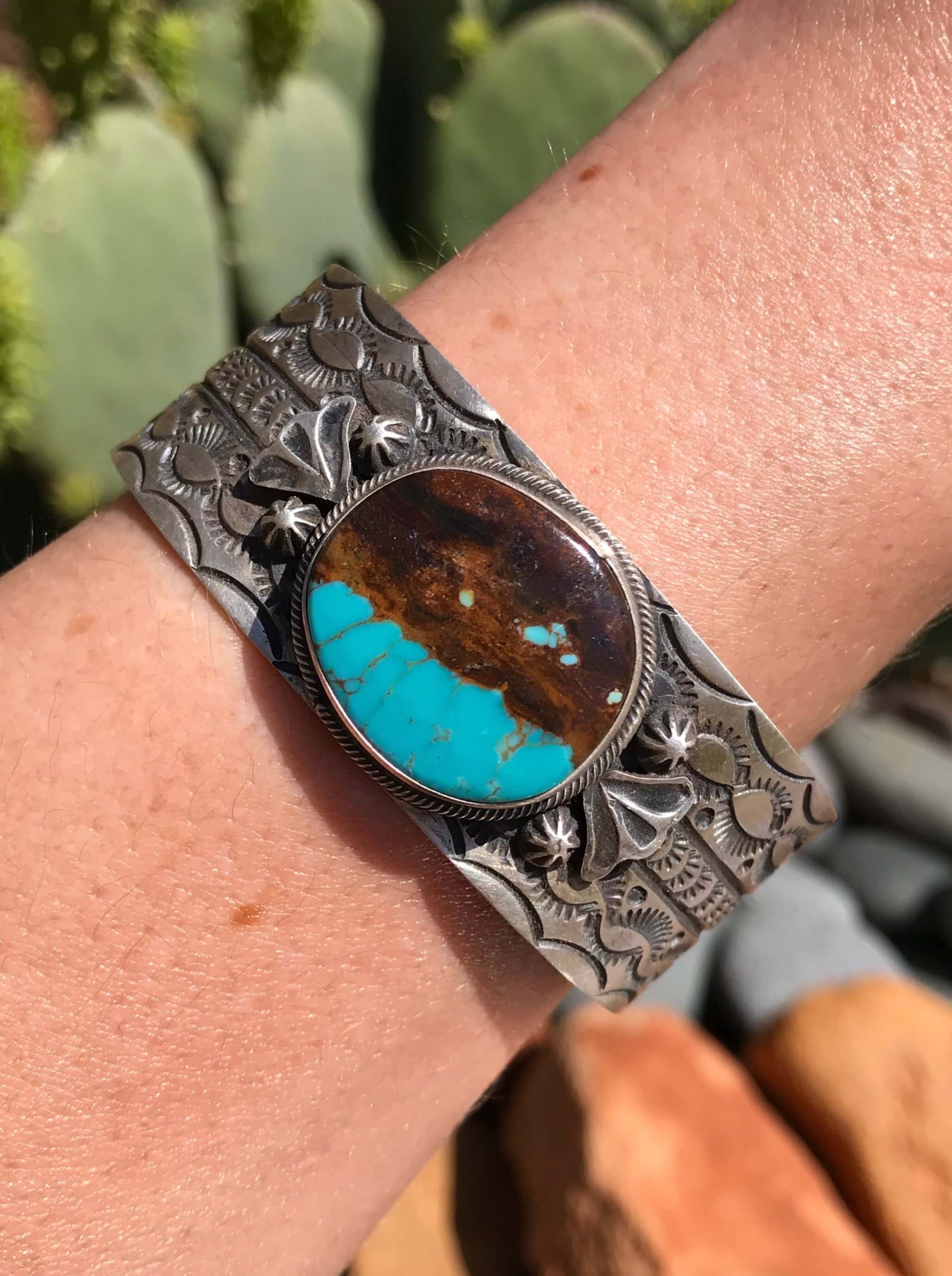 The Cedar Valley Turquoise Cuff-Bracelets & Cuffs-Calli Co., Turquoise and Silver Jewelry, Native American Handmade, Zuni Tribe, Navajo Tribe, Brock Texas