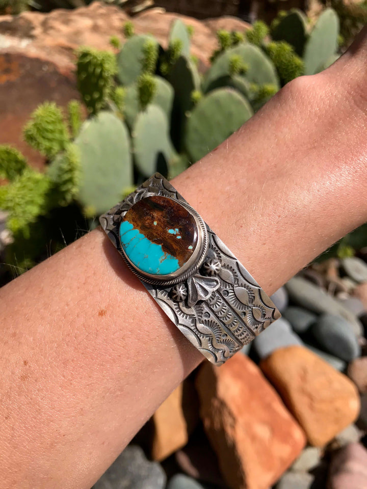 The Cedar Valley Turquoise Cuff-Bracelets & Cuffs-Calli Co., Turquoise and Silver Jewelry, Native American Handmade, Zuni Tribe, Navajo Tribe, Brock Texas