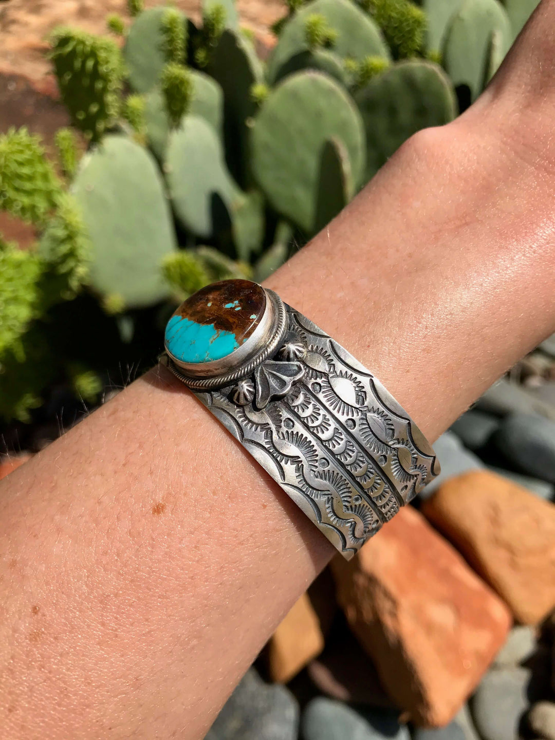 The Cedar Valley Turquoise Cuff-Bracelets & Cuffs-Calli Co., Turquoise and Silver Jewelry, Native American Handmade, Zuni Tribe, Navajo Tribe, Brock Texas