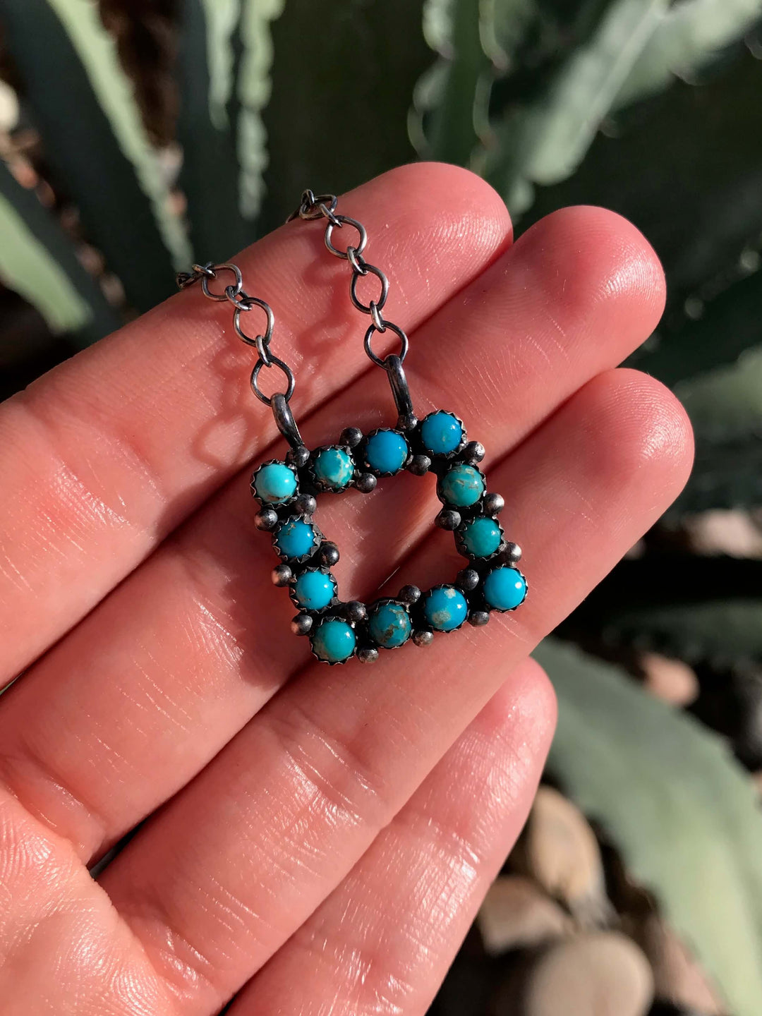 The Snake Eye Square Turquoise Necklace, 8-Necklaces-Calli Co., Turquoise and Silver Jewelry, Native American Handmade, Zuni Tribe, Navajo Tribe, Brock Texas