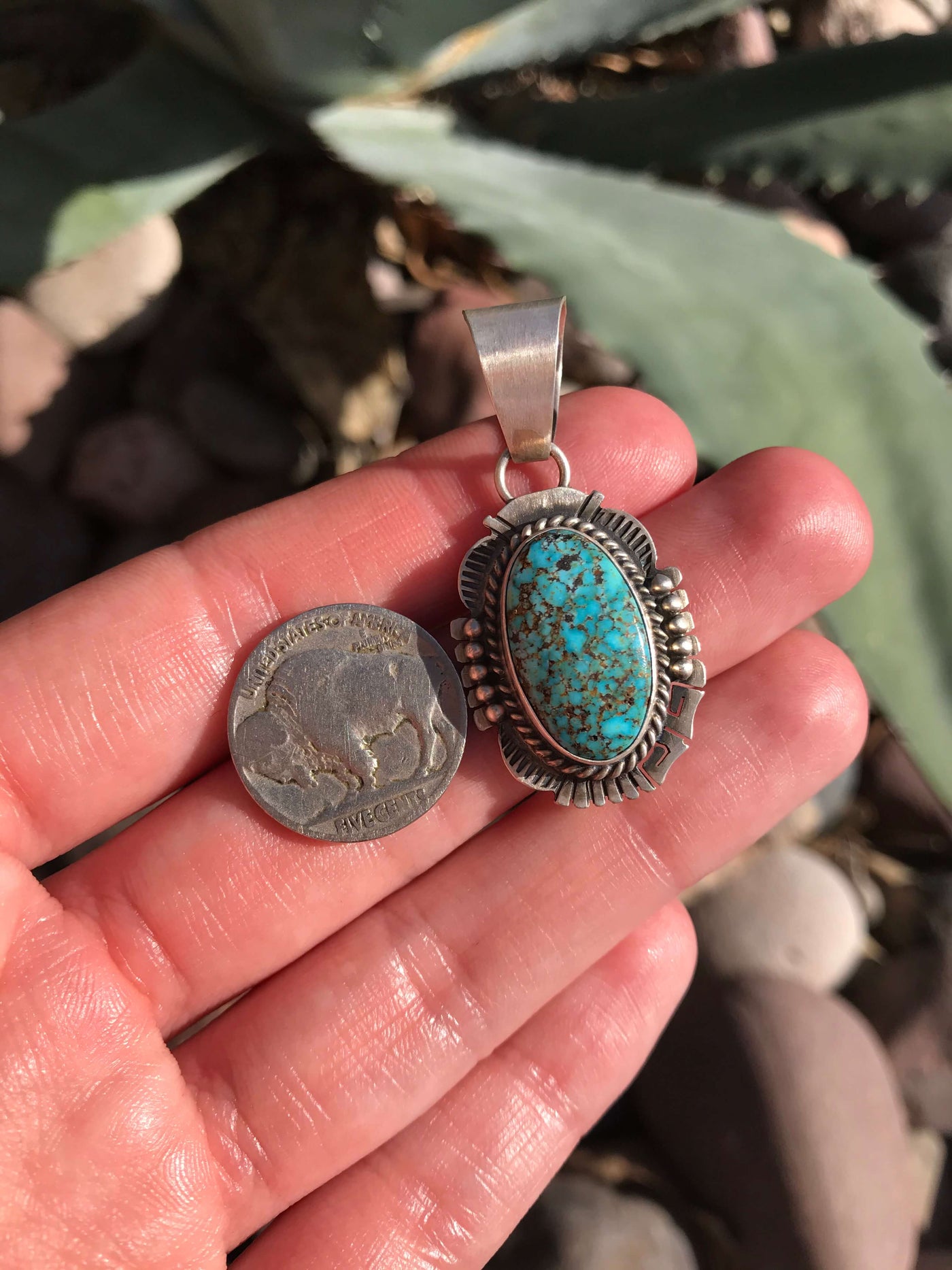 The Klayton Turquoise Pendant, 8-Pendants-Calli Co., Turquoise and Silver Jewelry, Native American Handmade, Zuni Tribe, Navajo Tribe, Brock Texas