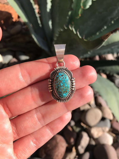 The Klayton Turquoise Pendant, 8-Pendants-Calli Co., Turquoise and Silver Jewelry, Native American Handmade, Zuni Tribe, Navajo Tribe, Brock Texas