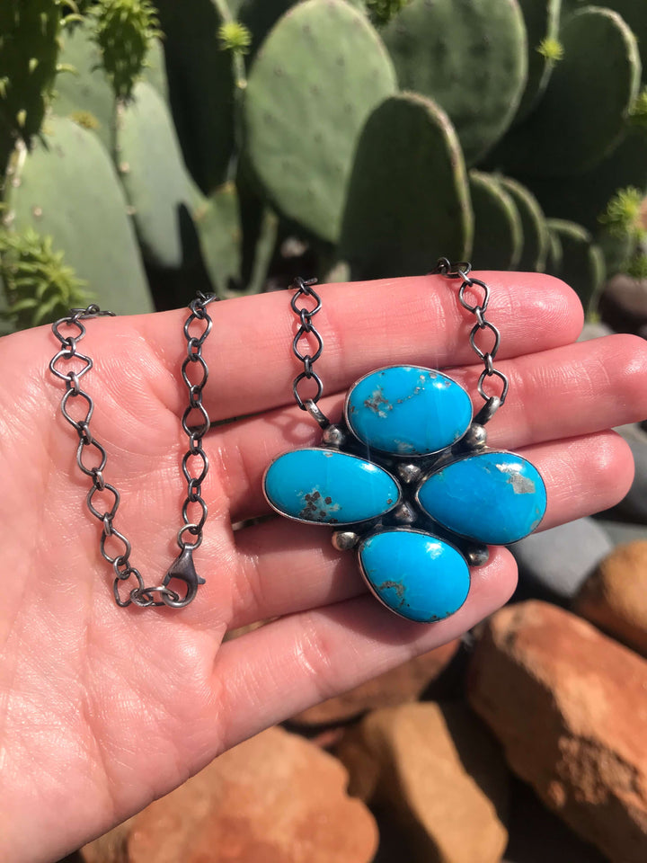 The Wausa Turquoise Necklace-Necklaces-Calli Co., Turquoise and Silver Jewelry, Native American Handmade, Zuni Tribe, Navajo Tribe, Brock Texas