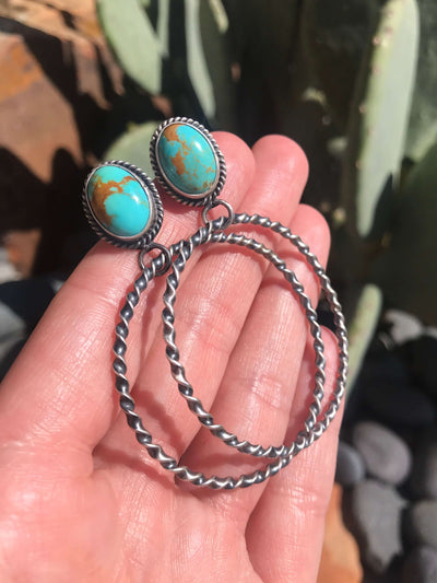 The Reeves Hoop Earrings, 19-Earrings-Calli Co., Turquoise and Silver Jewelry, Native American Handmade, Zuni Tribe, Navajo Tribe, Brock Texas