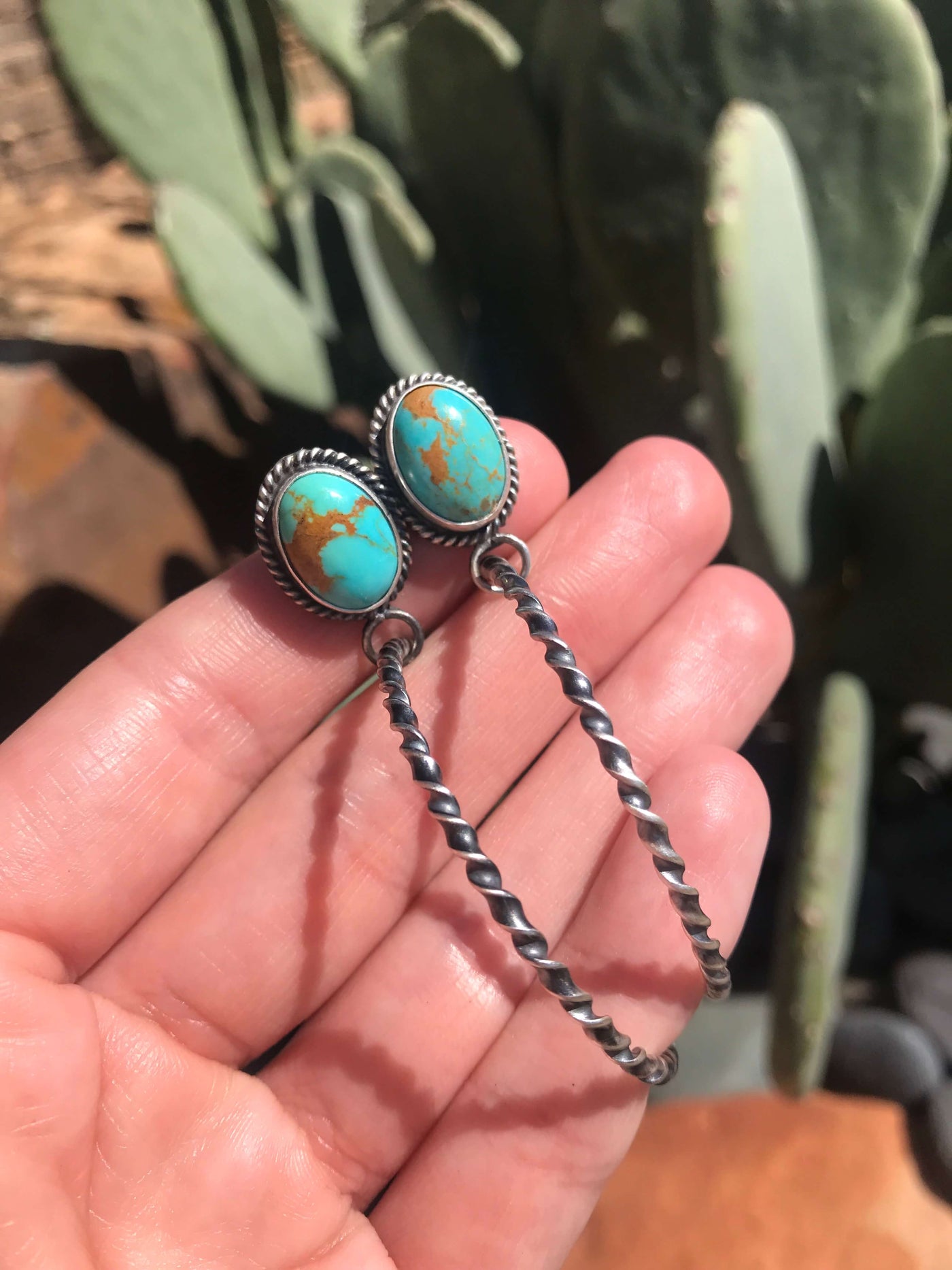 The Reeves Hoop Earrings, 19-Earrings-Calli Co., Turquoise and Silver Jewelry, Native American Handmade, Zuni Tribe, Navajo Tribe, Brock Texas