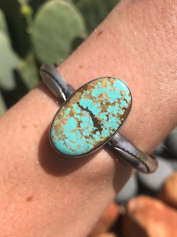 The Wallen Turquoise Cuff, 2-Bracelets & Cuffs-Calli Co., Turquoise and Silver Jewelry, Native American Handmade, Zuni Tribe, Navajo Tribe, Brock Texas