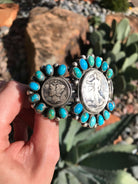 The 1936 Turquoise Cuff-Bracelets & Cuffs-Calli Co., Turquoise and Silver Jewelry, Native American Handmade, Zuni Tribe, Navajo Tribe, Brock Texas