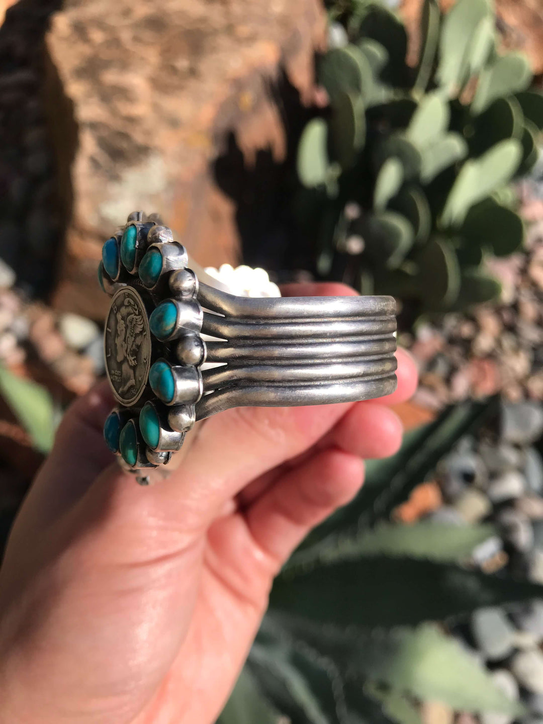 The 1936 Turquoise Cuff-Bracelets & Cuffs-Calli Co., Turquoise and Silver Jewelry, Native American Handmade, Zuni Tribe, Navajo Tribe, Brock Texas