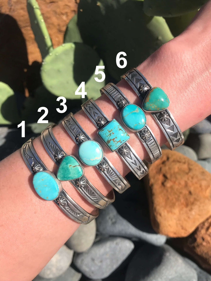 The Vernal Turquoise Cuffs-Bracelets & Cuffs-Calli Co., Turquoise and Silver Jewelry, Native American Handmade, Zuni Tribe, Navajo Tribe, Brock Texas