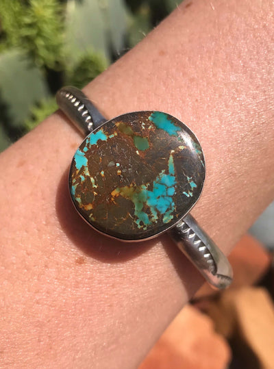 The Wallen Turquoise Cuff, 3-Bracelets & Cuffs-Calli Co., Turquoise and Silver Jewelry, Native American Handmade, Zuni Tribe, Navajo Tribe, Brock Texas