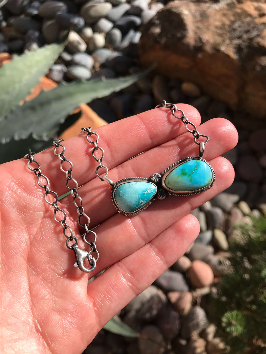 The Isles Turquoise Necklace, 1-Necklaces-Calli Co., Turquoise and Silver Jewelry, Native American Handmade, Zuni Tribe, Navajo Tribe, Brock Texas