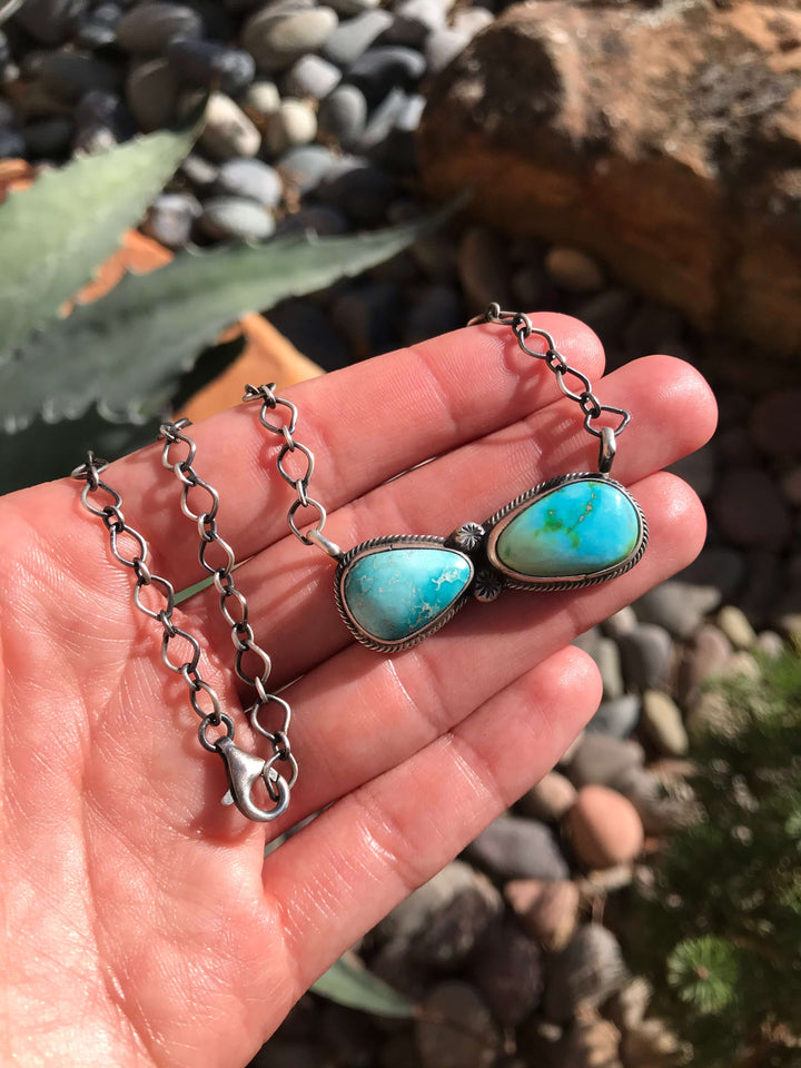 The Isles Turquoise Necklace, 1-Necklaces-Calli Co., Turquoise and Silver Jewelry, Native American Handmade, Zuni Tribe, Navajo Tribe, Brock Texas
