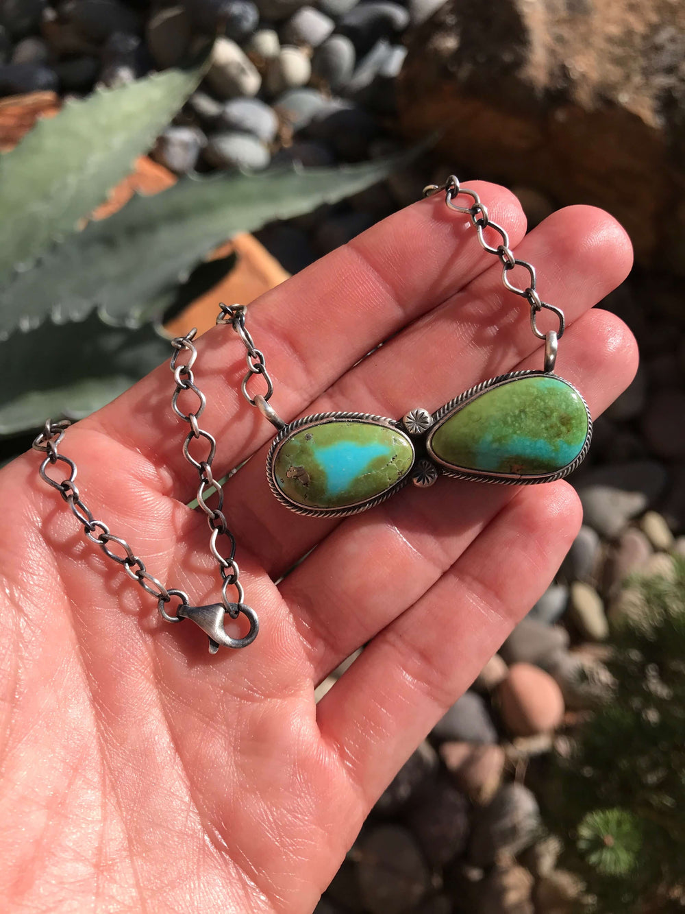 The Isles Turquoise Necklace, 6-Necklaces-Calli Co., Turquoise and Silver Jewelry, Native American Handmade, Zuni Tribe, Navajo Tribe, Brock Texas