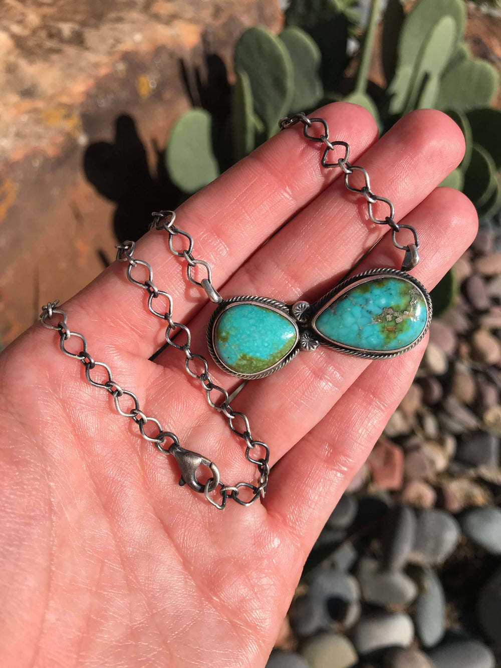 The Isles Turquoise Necklace, 5-Necklaces-Calli Co., Turquoise and Silver Jewelry, Native American Handmade, Zuni Tribe, Navajo Tribe, Brock Texas