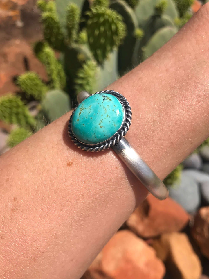The Virginia Turquoise Cuff, 2-Bracelets & Cuffs-Calli Co., Turquoise and Silver Jewelry, Native American Handmade, Zuni Tribe, Navajo Tribe, Brock Texas