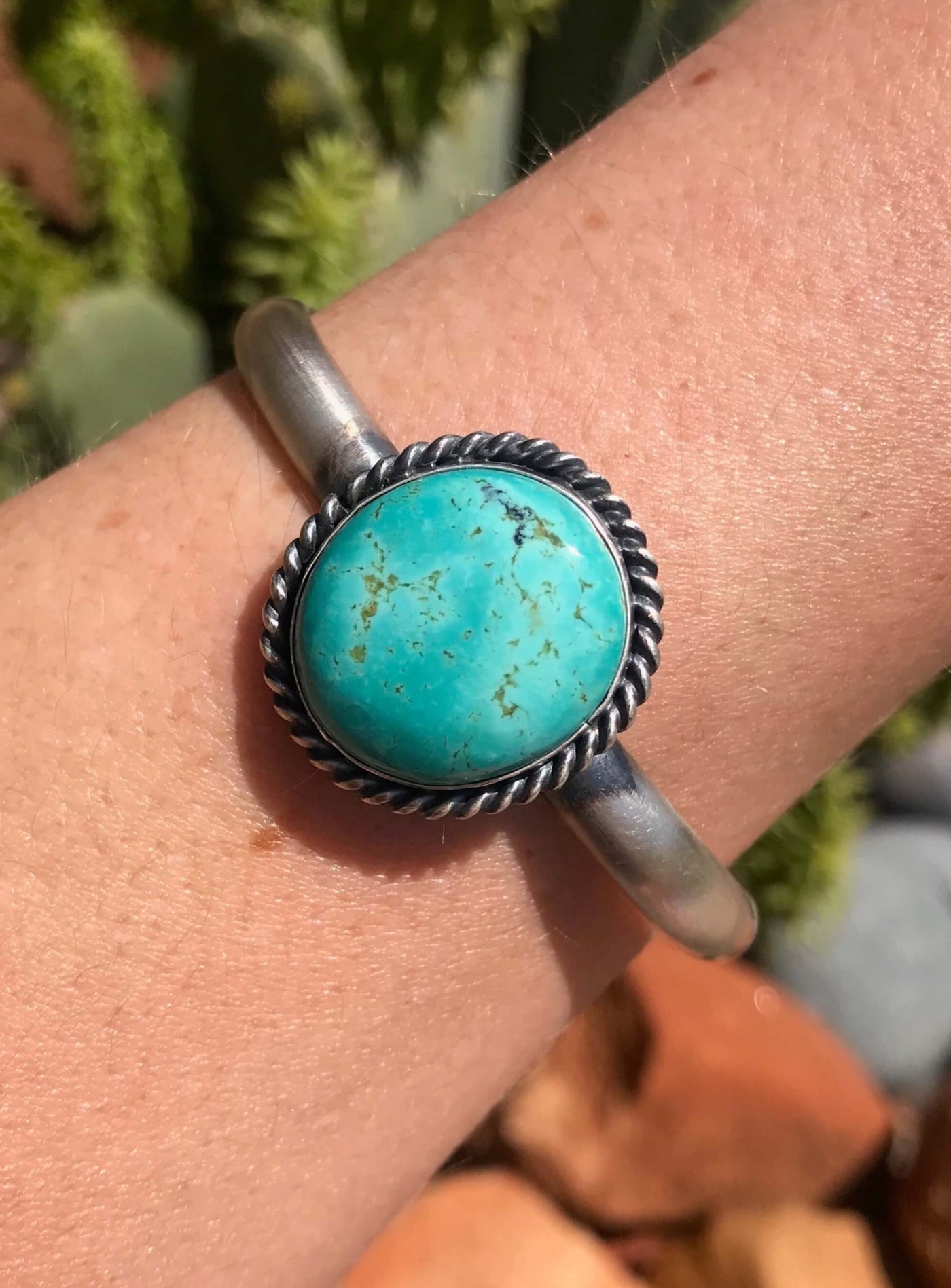 The Virginia Turquoise Cuff, 2-Bracelets & Cuffs-Calli Co., Turquoise and Silver Jewelry, Native American Handmade, Zuni Tribe, Navajo Tribe, Brock Texas