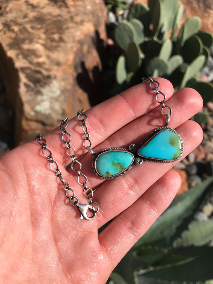 The Isles Turquoise Necklace, 4-Necklaces-Calli Co., Turquoise and Silver Jewelry, Native American Handmade, Zuni Tribe, Navajo Tribe, Brock Texas