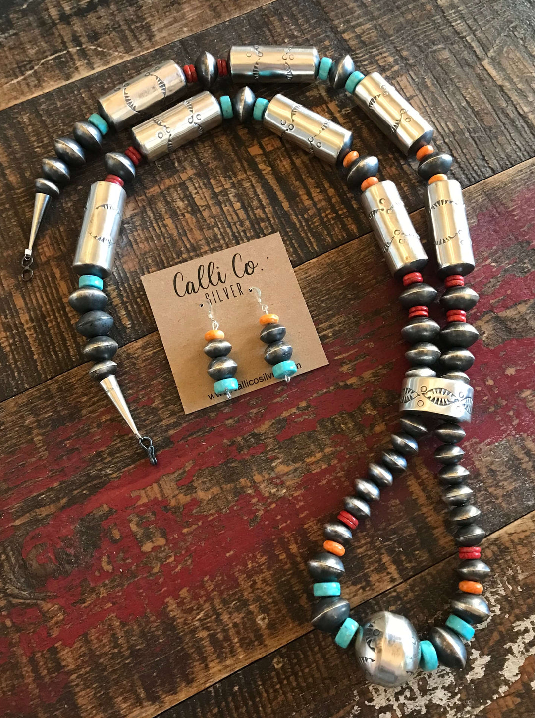The Gaia Grande Turquoise and Spiny Jacla Necklace-Necklaces-Calli Co., Turquoise and Silver Jewelry, Native American Handmade, Zuni Tribe, Navajo Tribe, Brock Texas