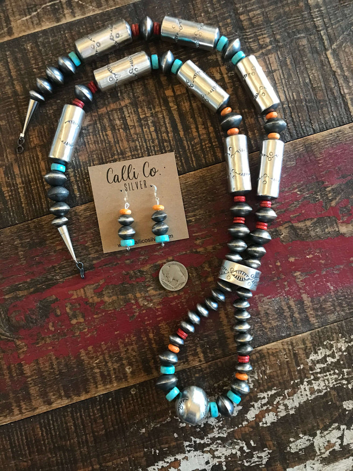 The Gaia Grande Turquoise and Spiny Jacla Necklace-Necklaces-Calli Co., Turquoise and Silver Jewelry, Native American Handmade, Zuni Tribe, Navajo Tribe, Brock Texas