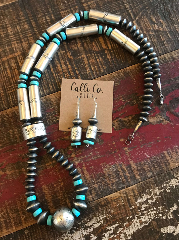 The Landry Turquoise Jacla Necklace-Necklaces-Calli Co., Turquoise and Silver Jewelry, Native American Handmade, Zuni Tribe, Navajo Tribe, Brock Texas
