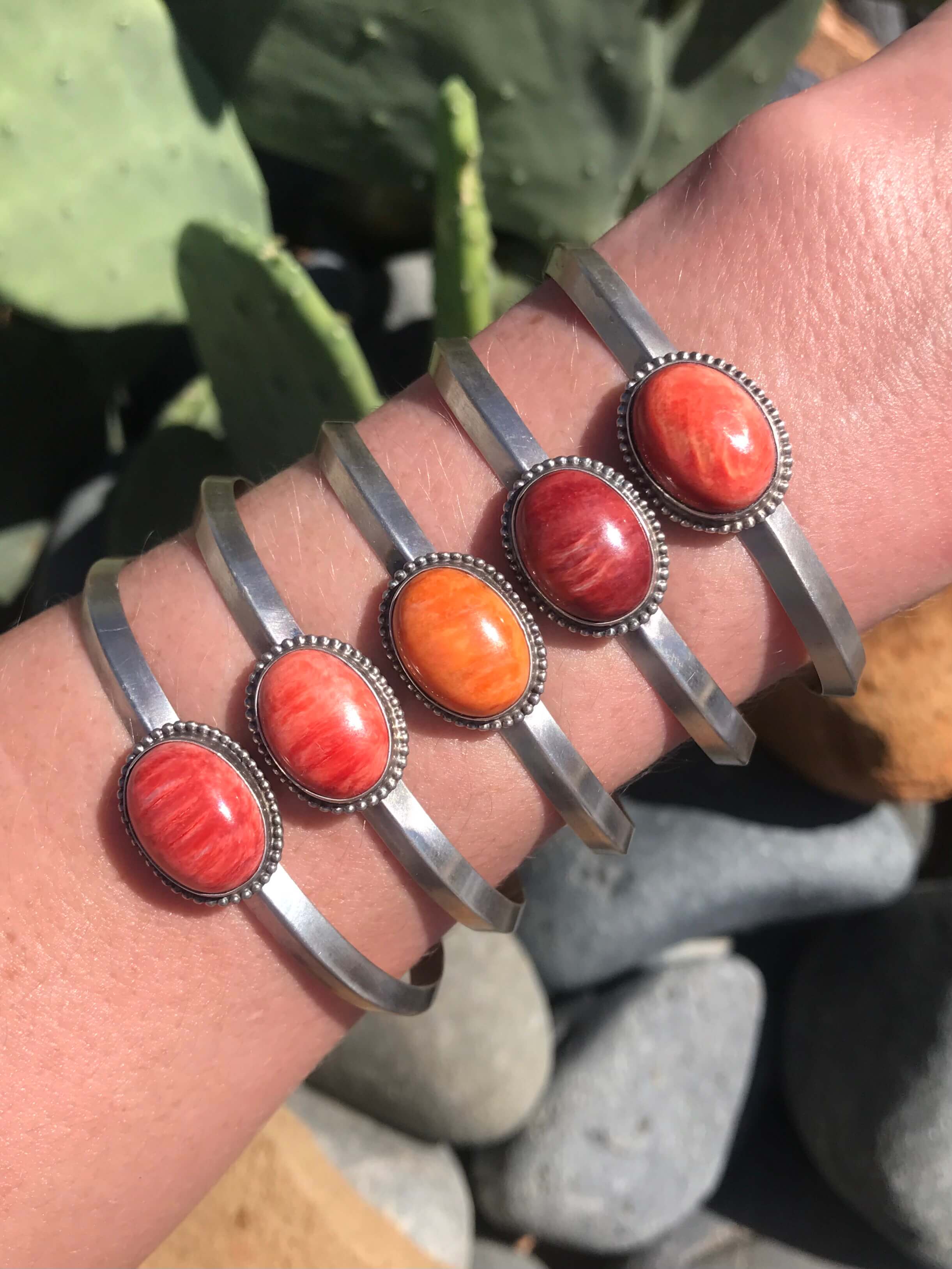 The Cimmaron Spiny Cuffs-Bracelets & Cuffs-Calli Co., Turquoise and Silver Jewelry, Native American Handmade, Zuni Tribe, Navajo Tribe, Brock Texas