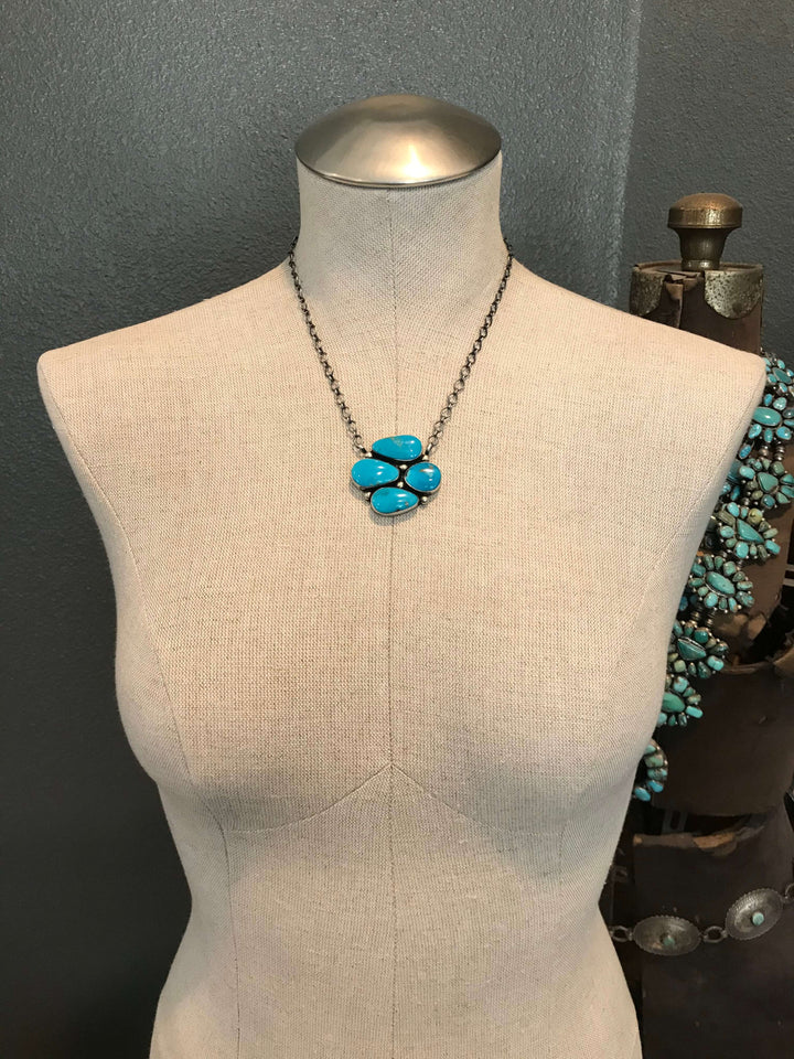 The Garret Turquoise Necklace-Necklaces-Calli Co., Turquoise and Silver Jewelry, Native American Handmade, Zuni Tribe, Navajo Tribe, Brock Texas