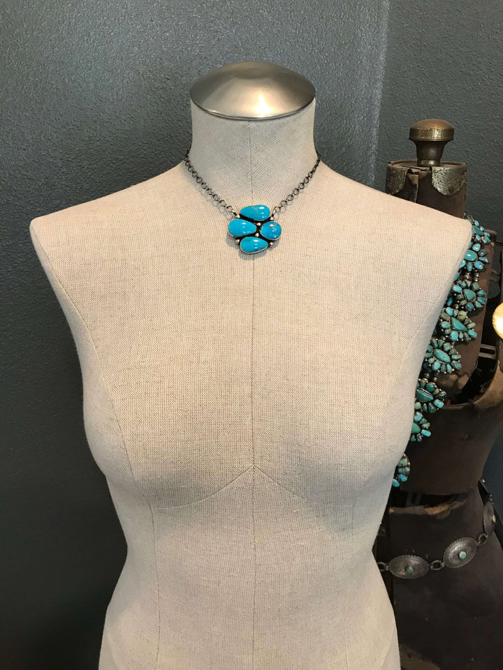 The Garret Turquoise Necklace-Necklaces-Calli Co., Turquoise and Silver Jewelry, Native American Handmade, Zuni Tribe, Navajo Tribe, Brock Texas