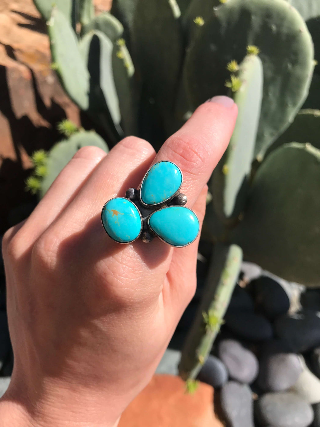 The Little Texas Ring 2, Sz 8-Rings-Calli Co., Turquoise and Silver Jewelry, Native American Handmade, Zuni Tribe, Navajo Tribe, Brock Texas