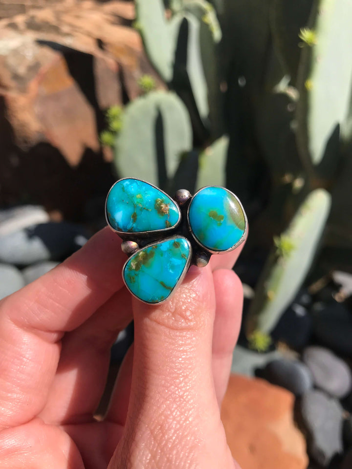 The Little Texas Ring 3, Sz 6.5-Rings-Calli Co., Turquoise and Silver Jewelry, Native American Handmade, Zuni Tribe, Navajo Tribe, Brock Texas