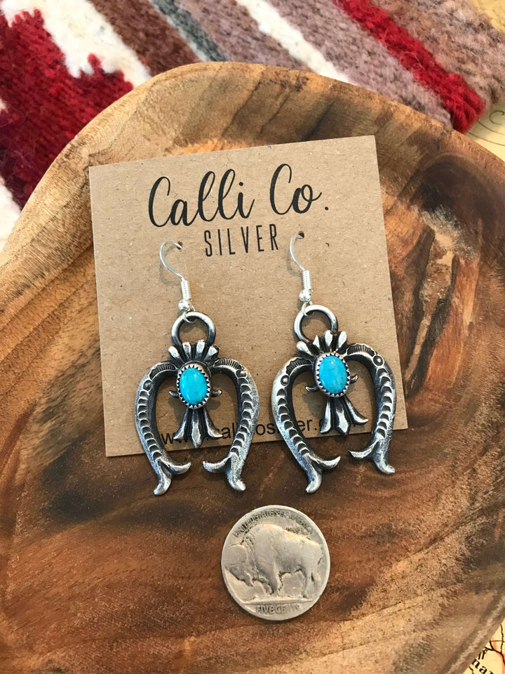 The Naja Earrings, 3-Earrings-Calli Co., Turquoise and Silver Jewelry, Native American Handmade, Zuni Tribe, Navajo Tribe, Brock Texas
