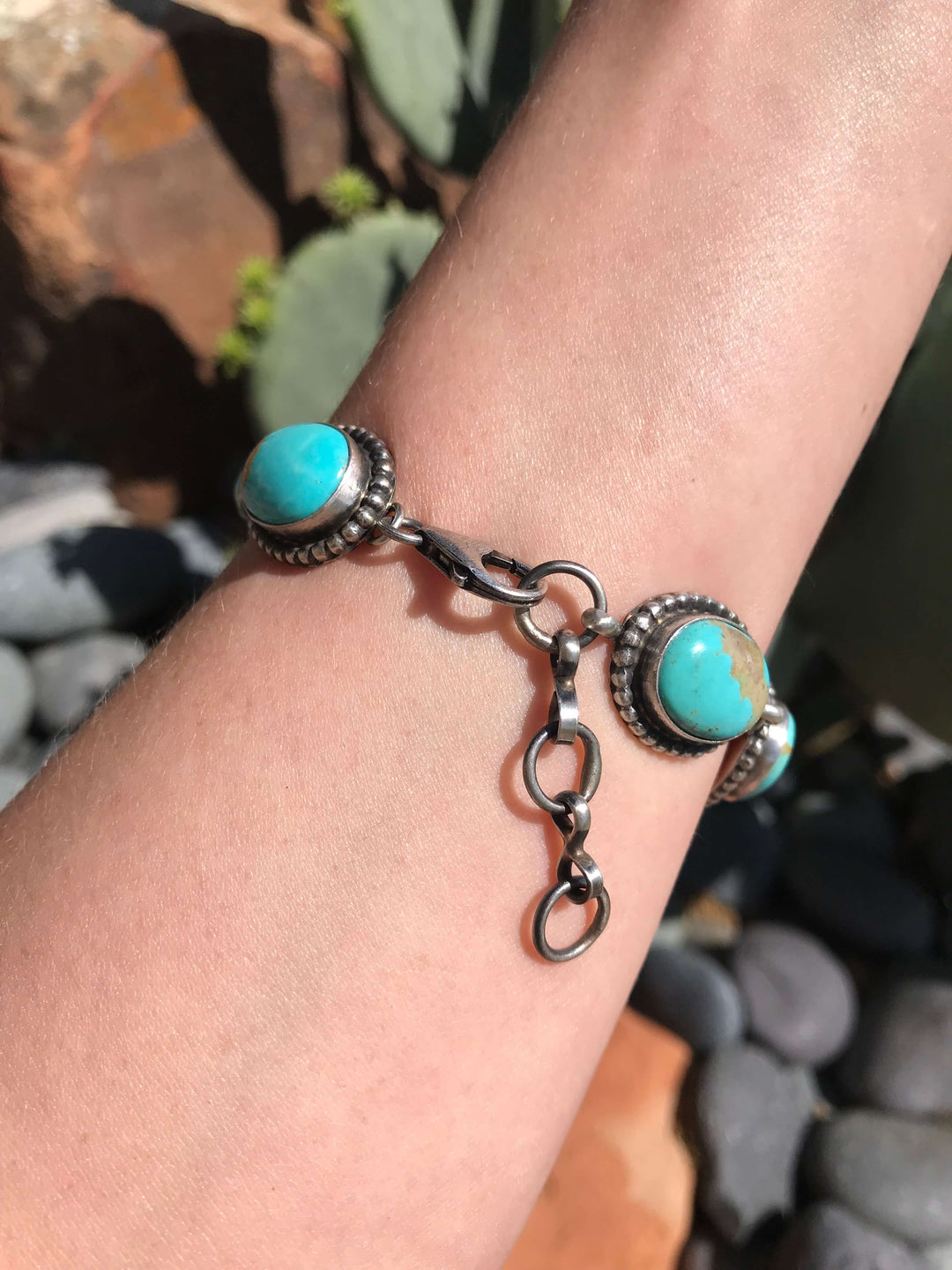The Kingman Link Bracelet, 2-Bracelets & Cuffs-Calli Co., Turquoise and Silver Jewelry, Native American Handmade, Zuni Tribe, Navajo Tribe, Brock Texas