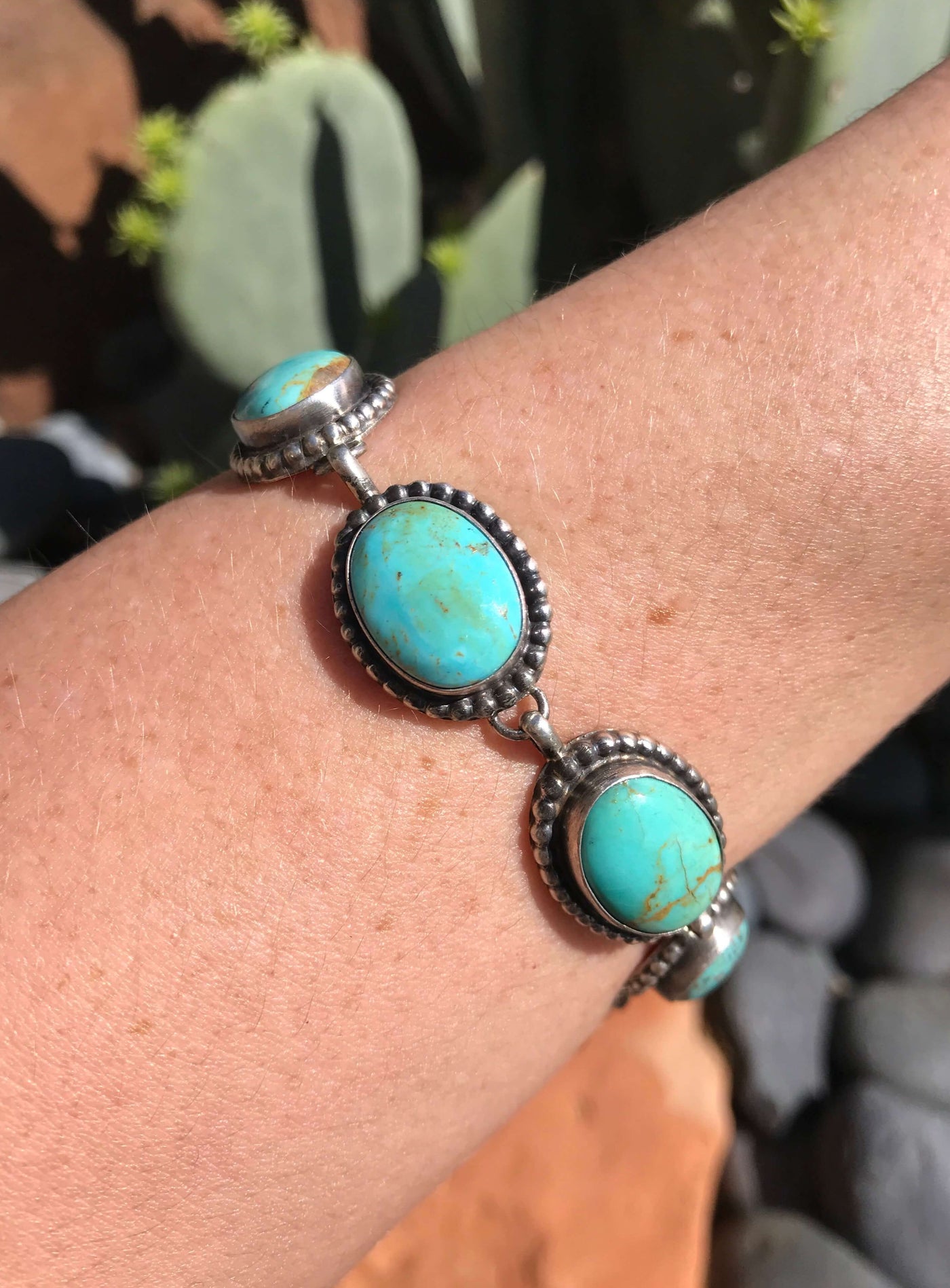 The Kingman Link Bracelet, 3-Bracelets & Cuffs-Calli Co., Turquoise and Silver Jewelry, Native American Handmade, Zuni Tribe, Navajo Tribe, Brock Texas