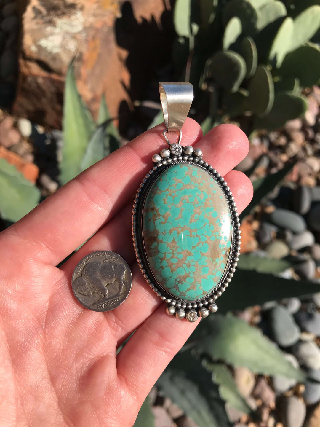 The Beldev Turquoise Pendant-Pendants-Calli Co., Turquoise and Silver Jewelry, Native American Handmade, Zuni Tribe, Navajo Tribe, Brock Texas