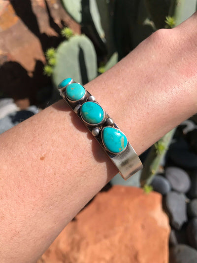 The Gabrielle Cuff-Bracelets & Cuffs-Calli Co., Turquoise and Silver Jewelry, Native American Handmade, Zuni Tribe, Navajo Tribe, Brock Texas