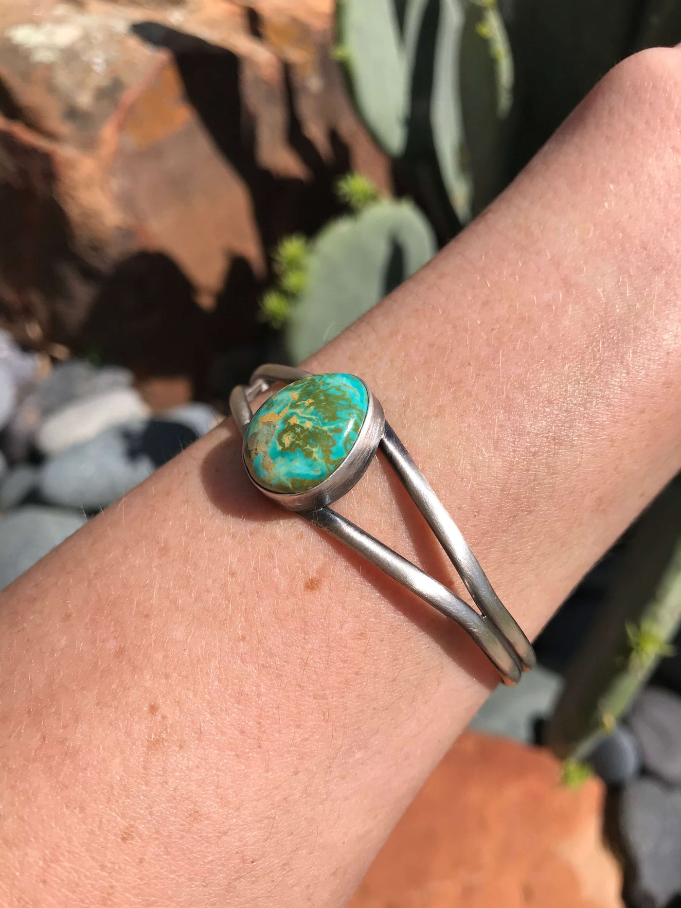 The Darling Cuff-Bracelets & Cuffs-Calli Co., Turquoise and Silver Jewelry, Native American Handmade, Zuni Tribe, Navajo Tribe, Brock Texas