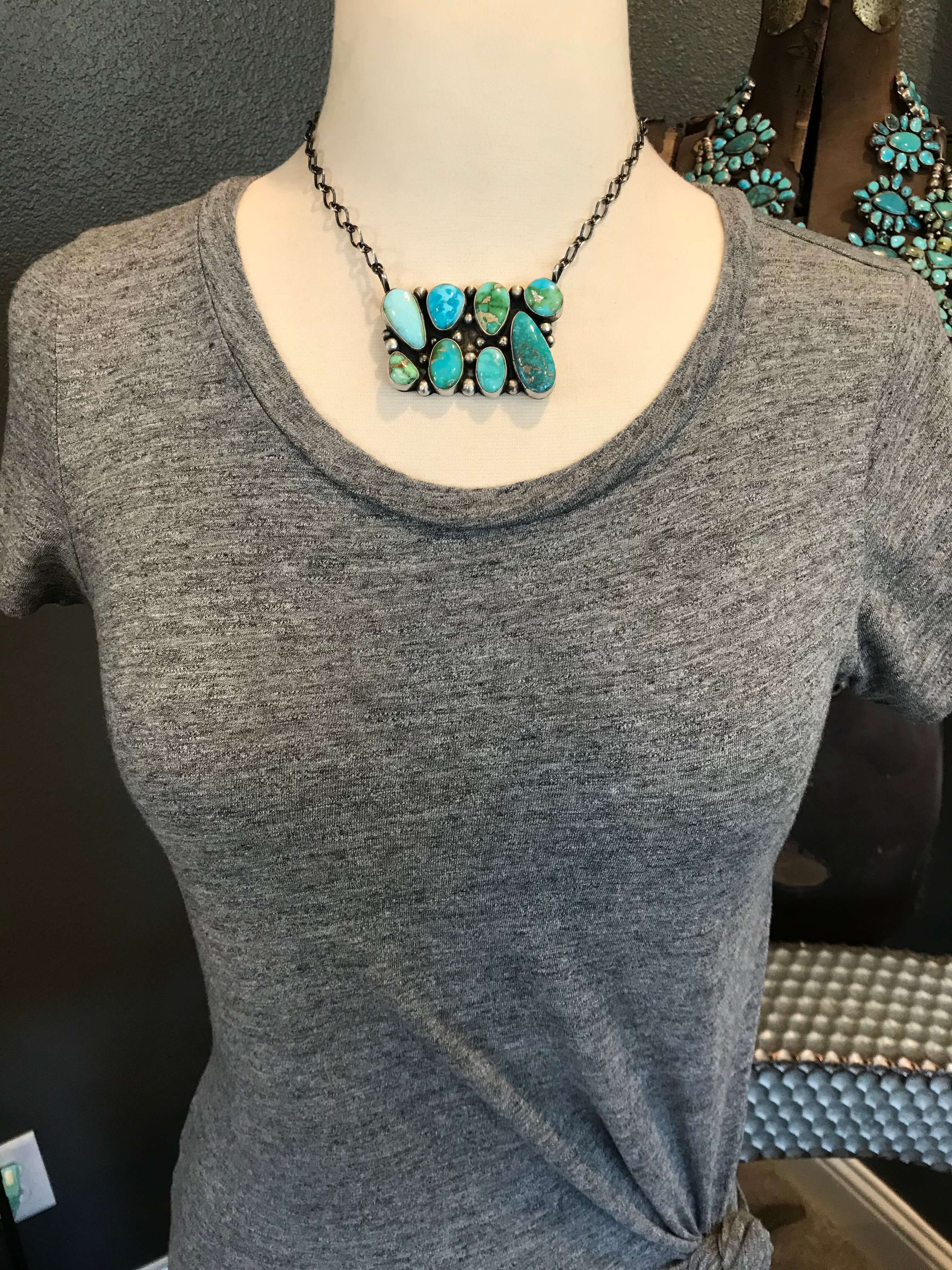 The Newbury Turquoise Necklace-Necklaces-Calli Co., Turquoise and Silver Jewelry, Native American Handmade, Zuni Tribe, Navajo Tribe, Brock Texas