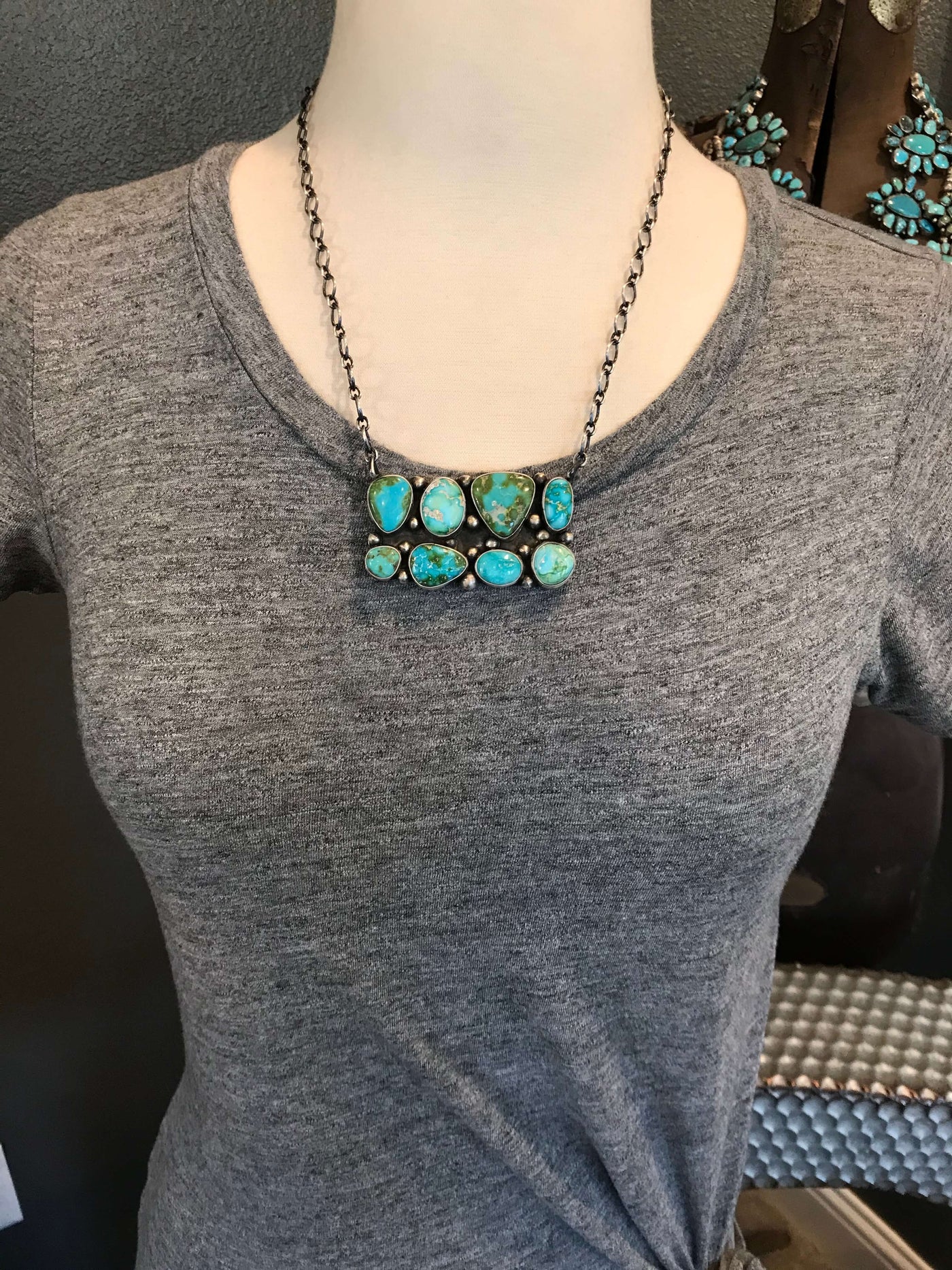 The Wembley Turquoise Necklace-Necklaces-Calli Co., Turquoise and Silver Jewelry, Native American Handmade, Zuni Tribe, Navajo Tribe, Brock Texas