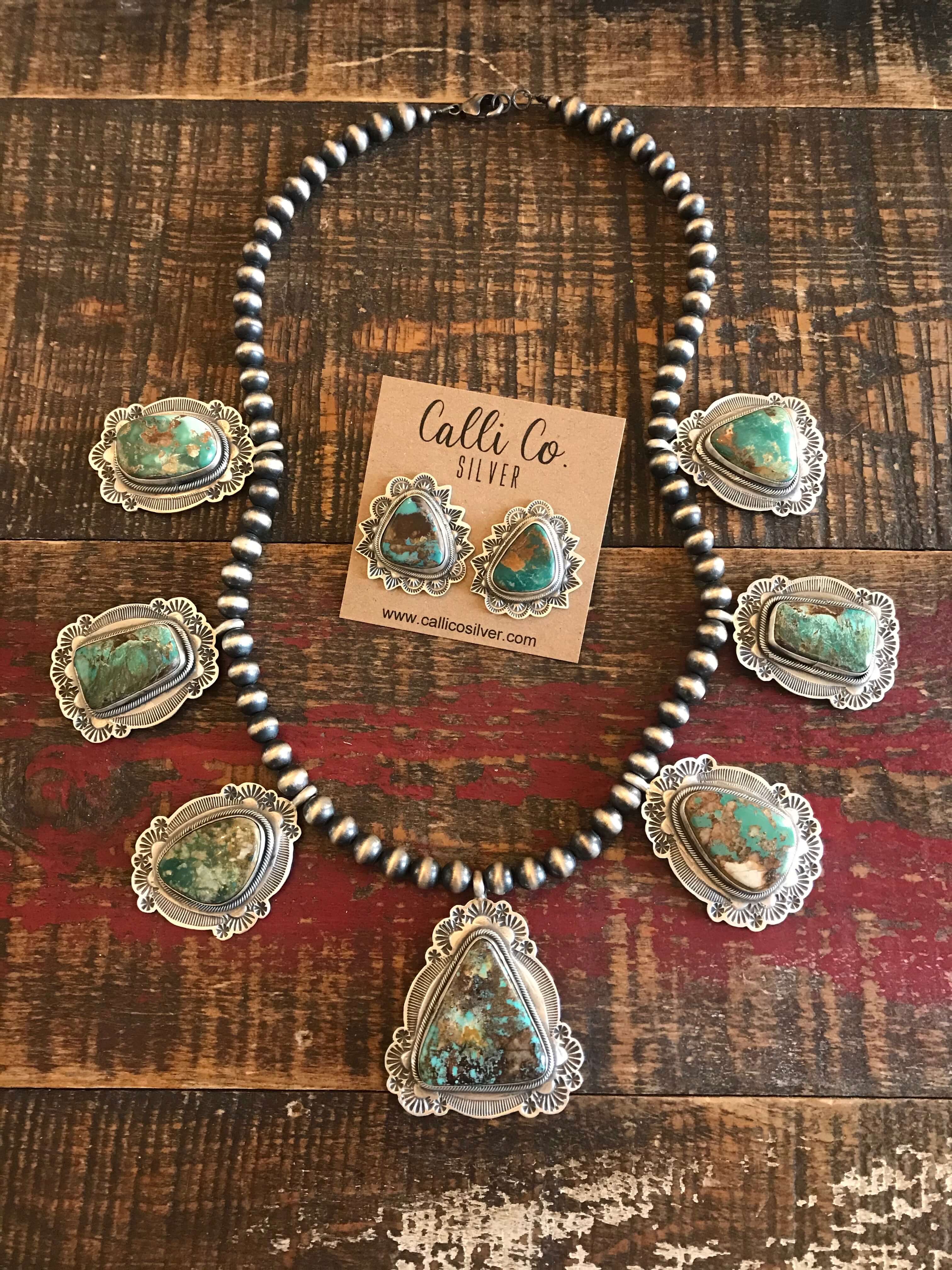 The Lockewood Royston Statement Necklace-Necklaces-Calli Co., Turquoise and Silver Jewelry, Native American Handmade, Zuni Tribe, Navajo Tribe, Brock Texas