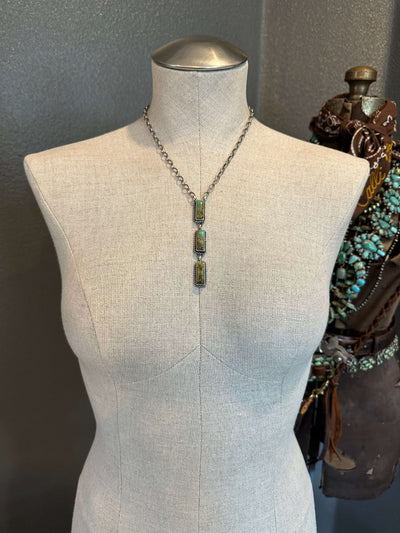 The Triple Bar Lariat, 2-Necklaces-Calli Co., Turquoise and Silver Jewelry, Native American Handmade, Zuni Tribe, Navajo Tribe, Brock Texas
