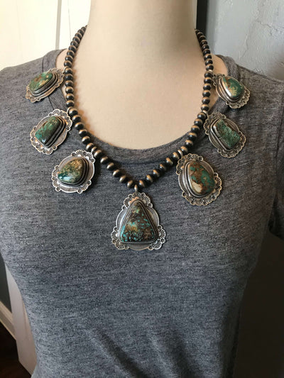 The Lockewood Royston Statement Necklace-Necklaces-Calli Co., Turquoise and Silver Jewelry, Native American Handmade, Zuni Tribe, Navajo Tribe, Brock Texas