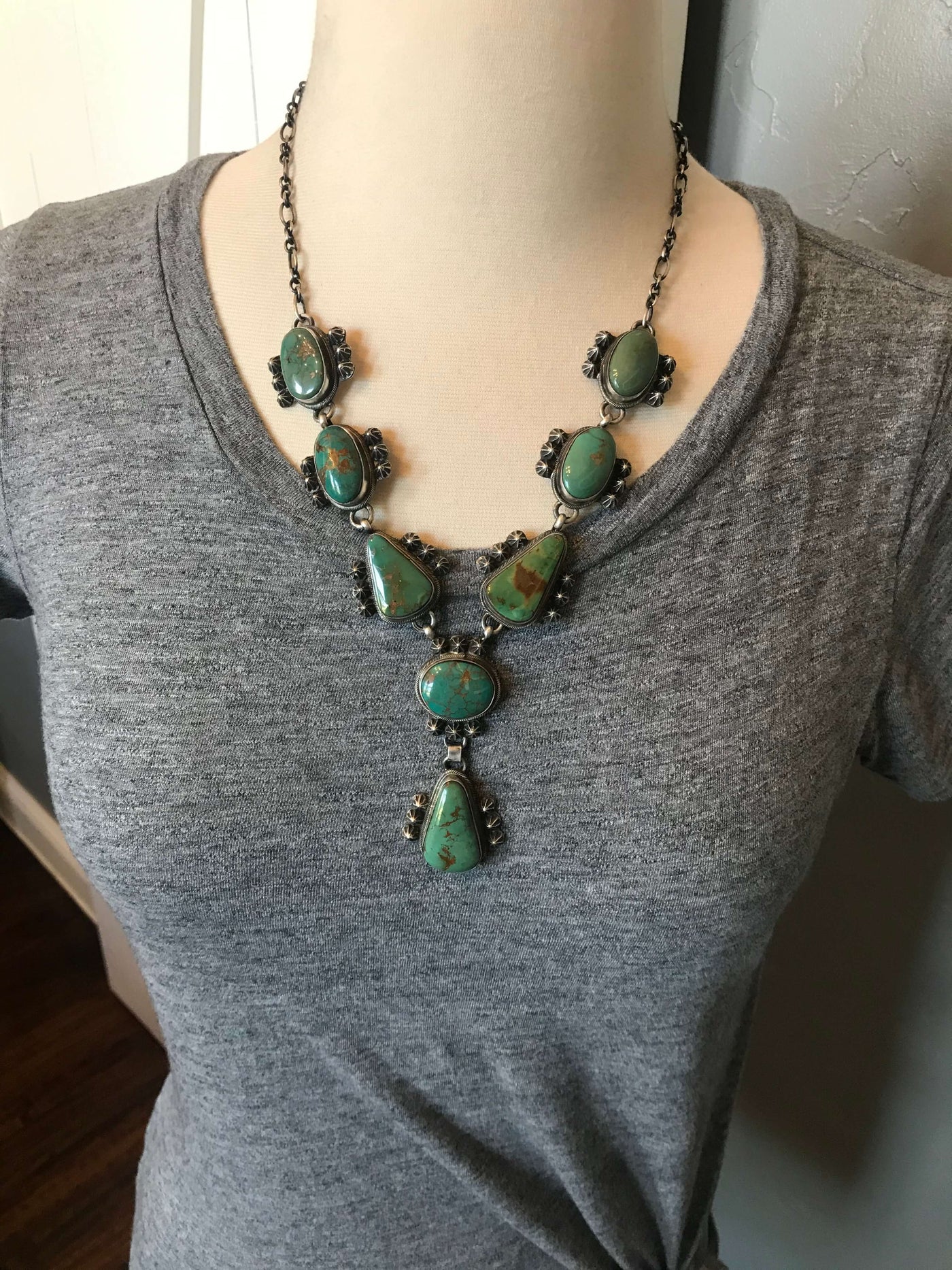 The Clarita Royston Turquoise Necklace Set-Necklaces-Calli Co., Turquoise and Silver Jewelry, Native American Handmade, Zuni Tribe, Navajo Tribe, Brock Texas