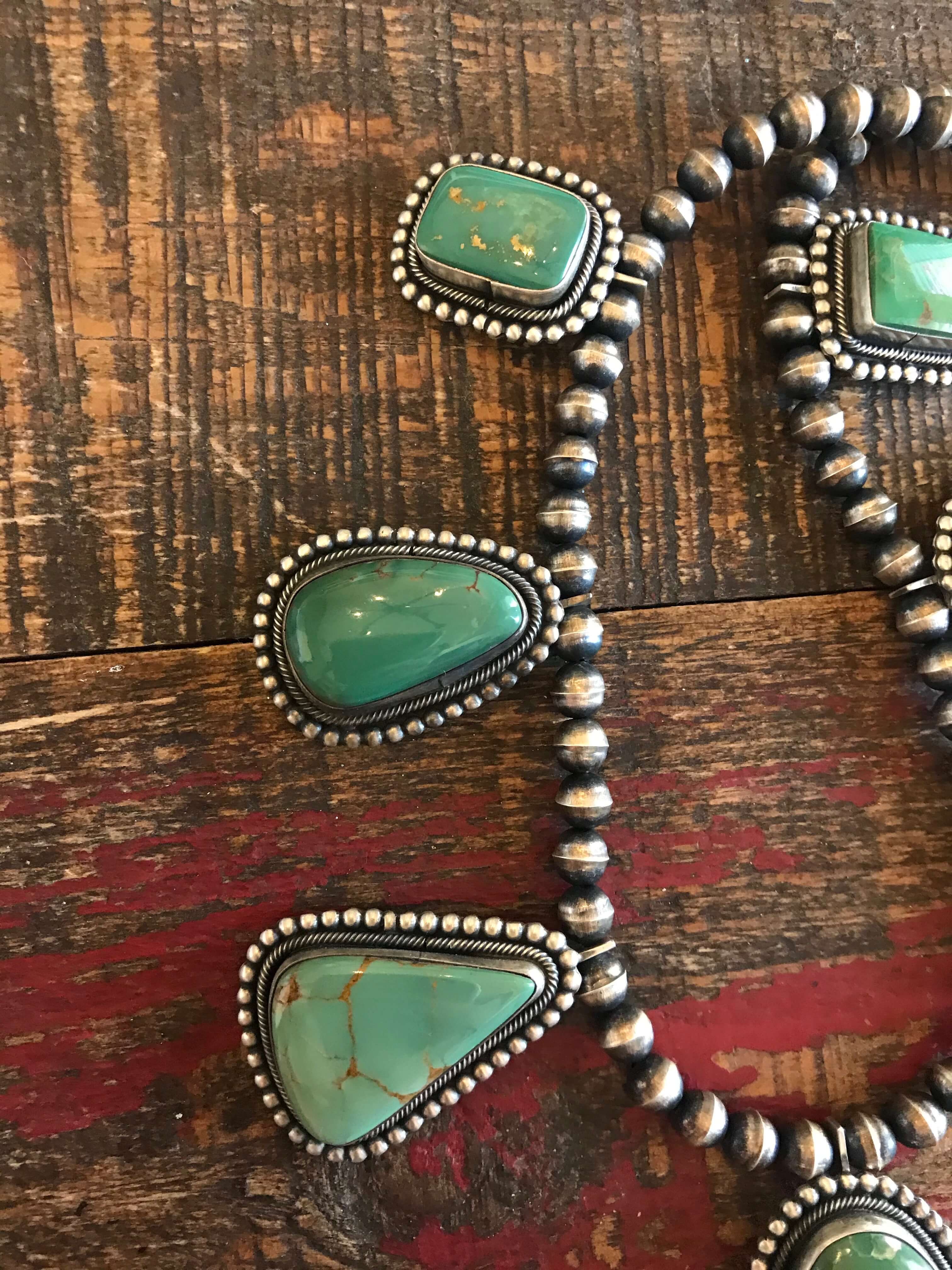 The Belgrade Turquoise Statement Necklace-Necklaces-Calli Co., Turquoise and Silver Jewelry, Native American Handmade, Zuni Tribe, Navajo Tribe, Brock Texas